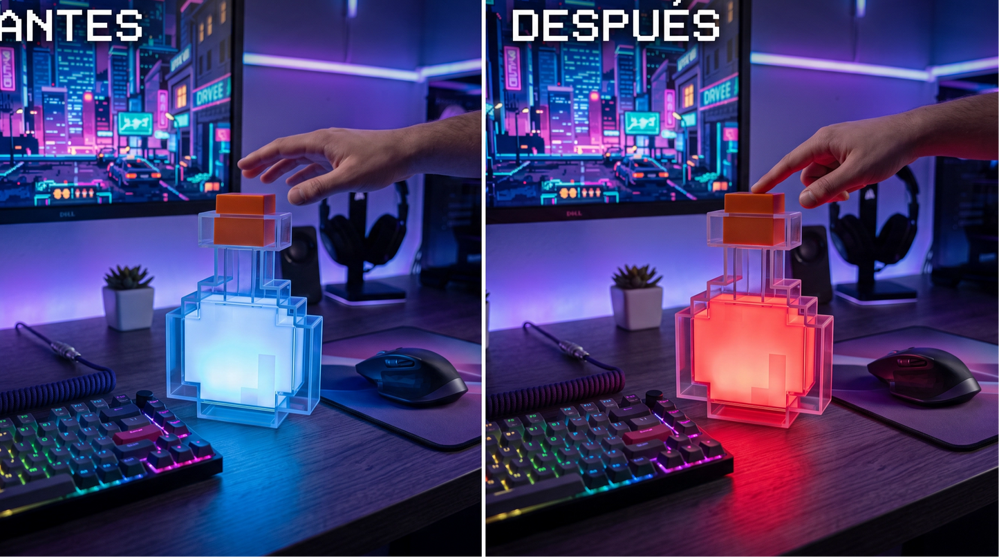 Lámpara Poción Pixel LED — Luz Nocturna Recargable Gamer