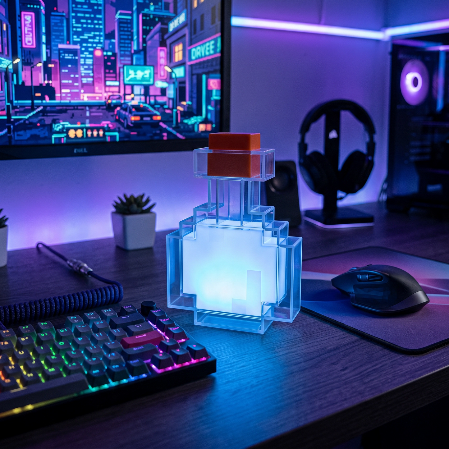 Lámpara Poción Pixel LED — Luz Nocturna Recargable Gamer